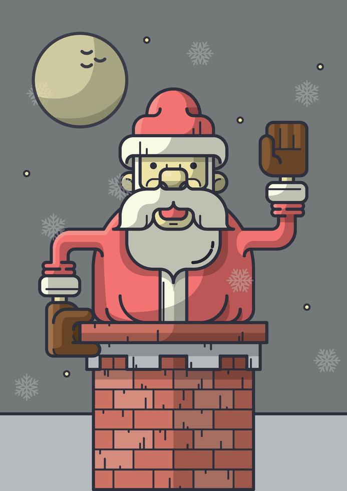 Santa Claus caught in the chimney illustration vector on white background. Merry Christmas concept.