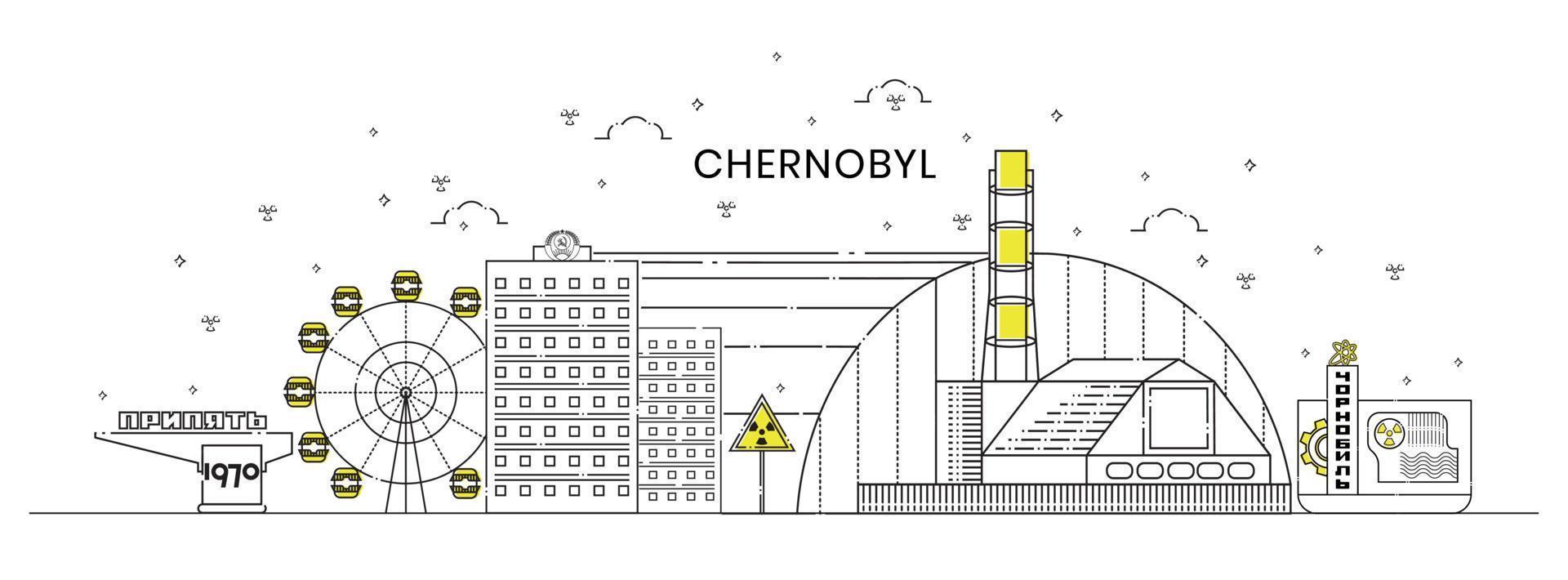 Chernobyl city. Chernobyl Zone of Exclusion. Pripyat is an abandoned city. Vector illustration.
