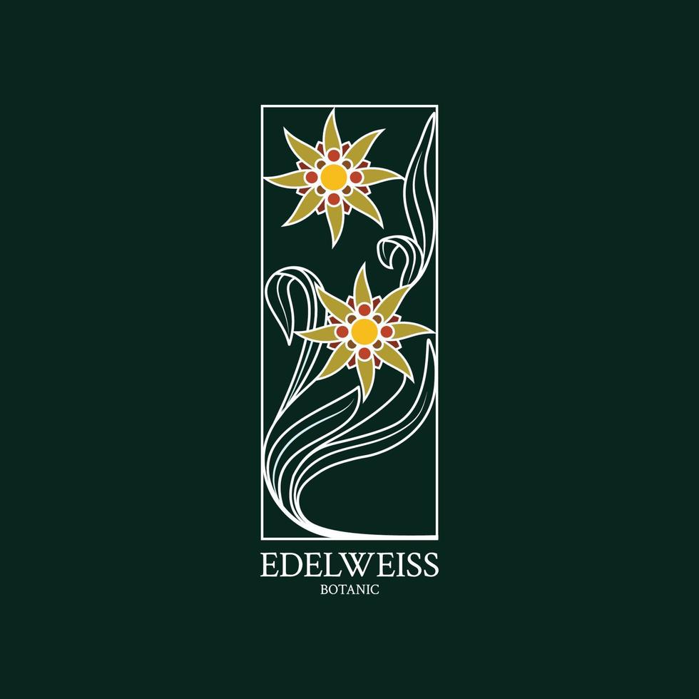 Edelweiss logo. Flower design of the logo with a hand-drawn flower of Edelweiss vector