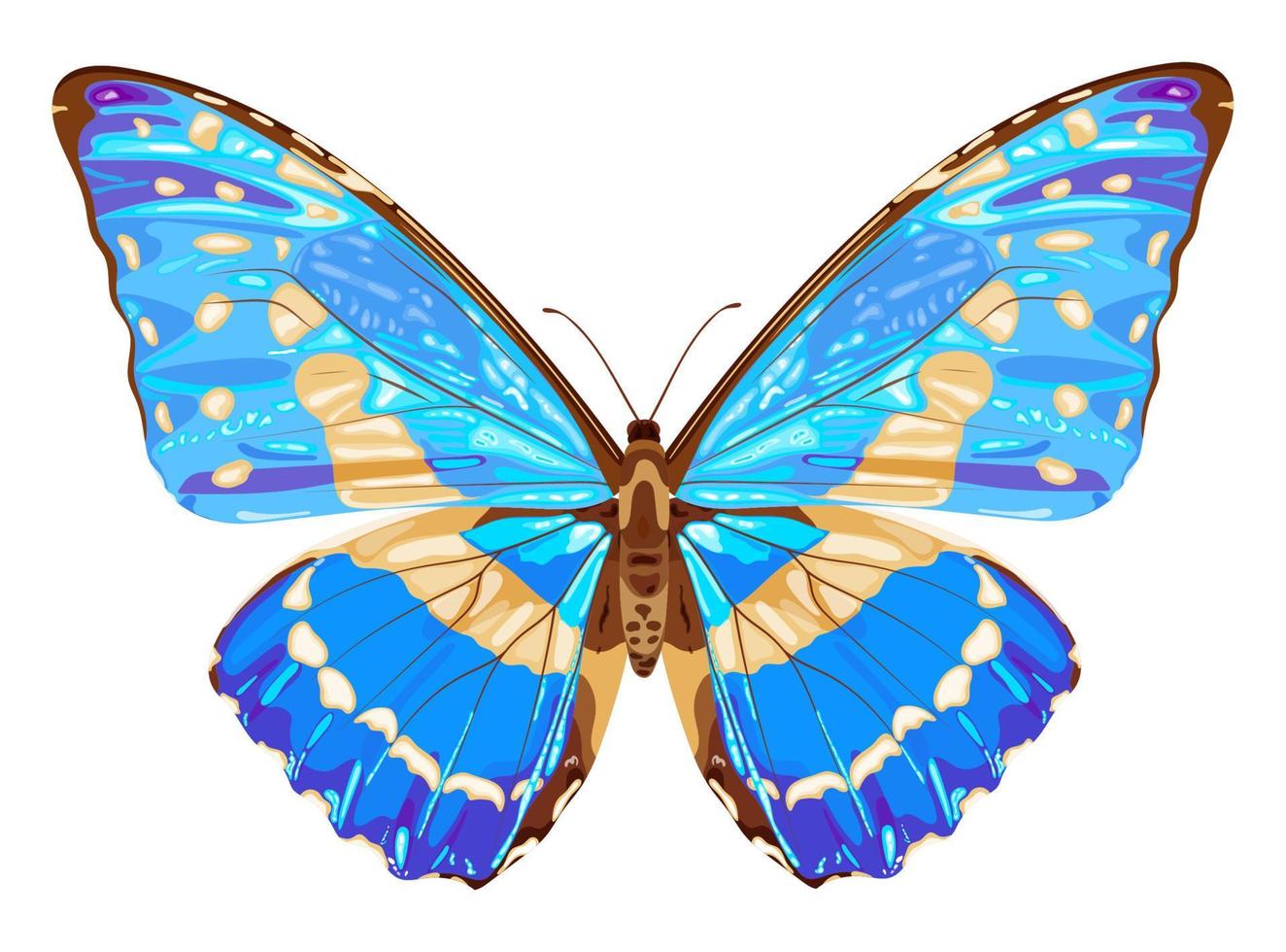 mariposa azul. insecto tropical. colores neon. ilustración vectorial de stock aislado sobre fondo blanco. vector