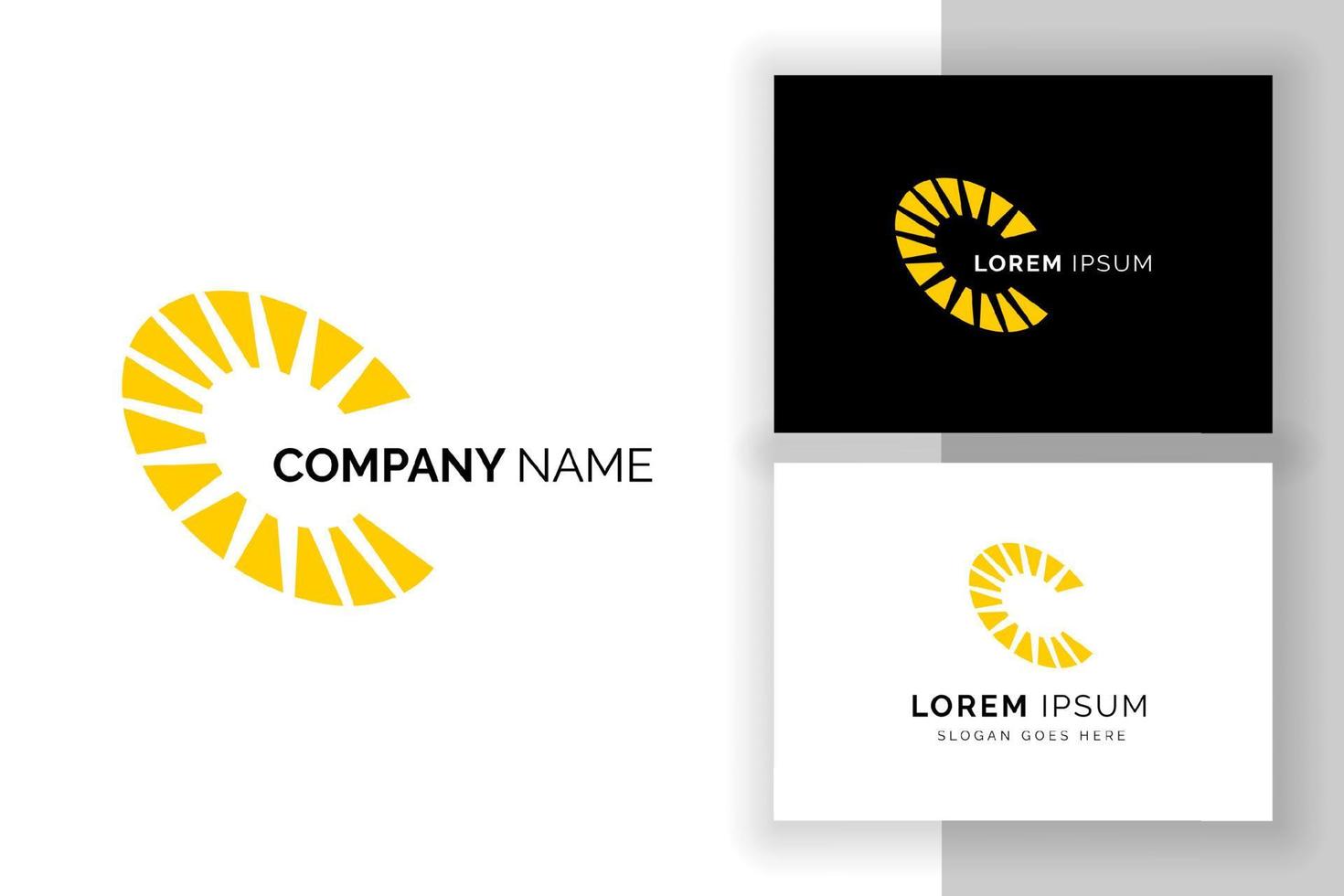 Sun logo design sign symbol. Creative letter C logo template vector