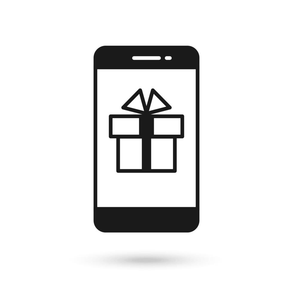 Mobile phone flat design with gift box Sign vector