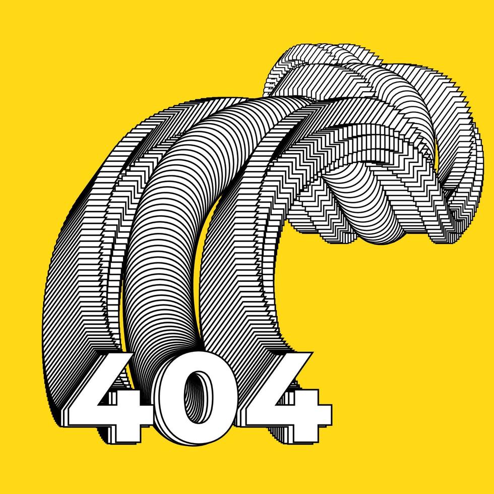 Error 404. Web page template, page not found. Page 404 broken into pieces. Vector illustration on a black background.