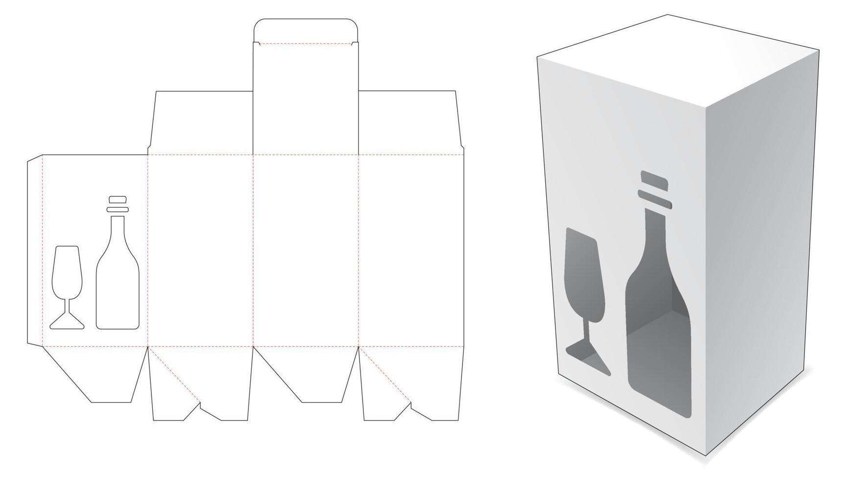 Cardboard packaging with champagne window die cut template vector