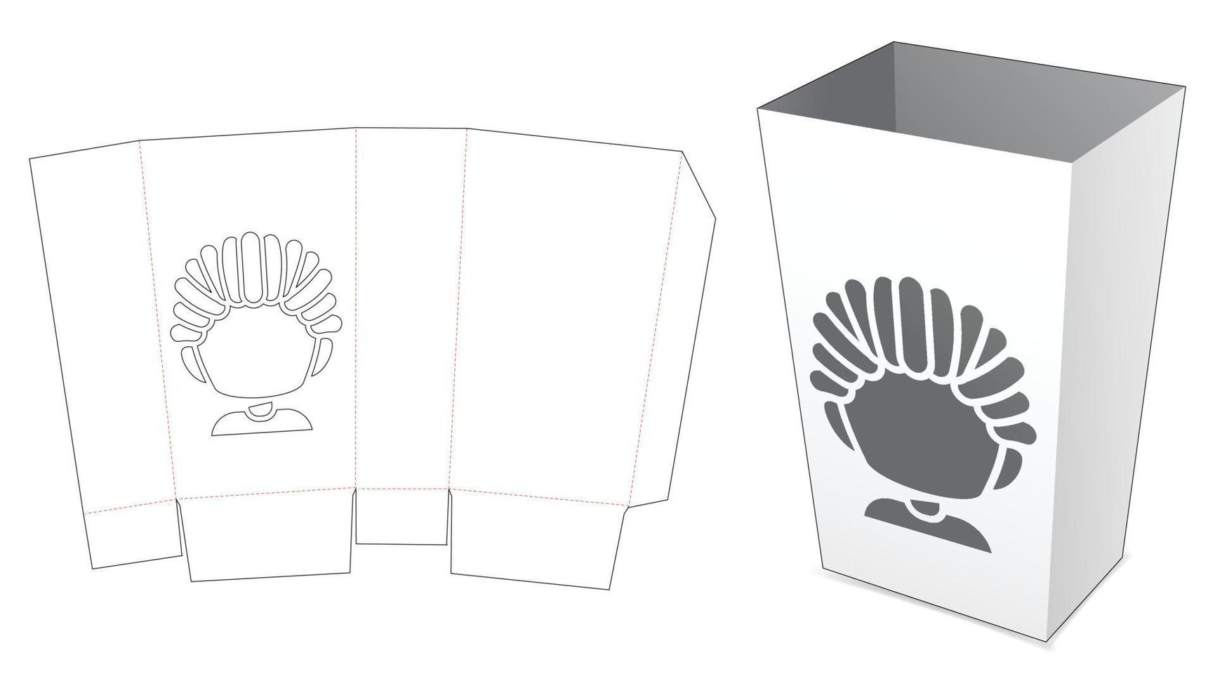 contenedor de caja con plantilla troquelada de ventana de dibujos animados vector