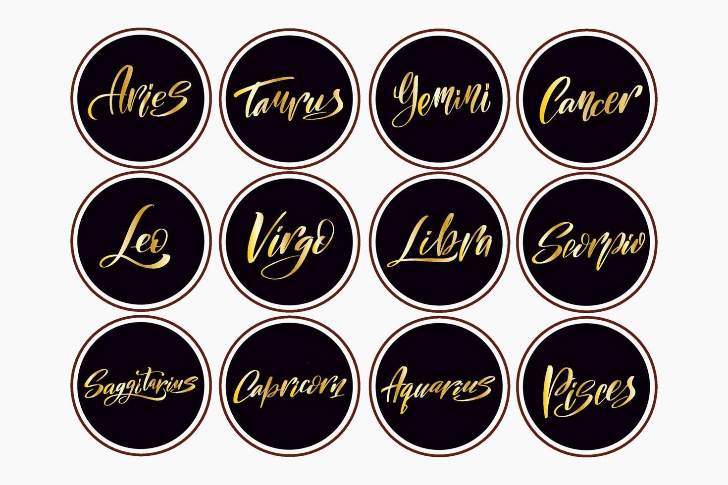 Astrological symbols of the zodiac signs. Astrology,Natal charts, horoscopes vector