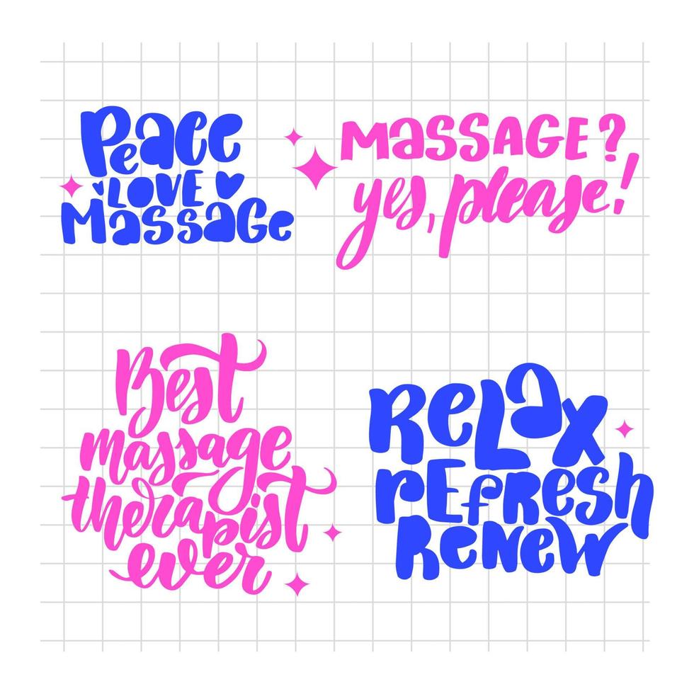 Massage lettering set. Handwritten stock lettering typography vector