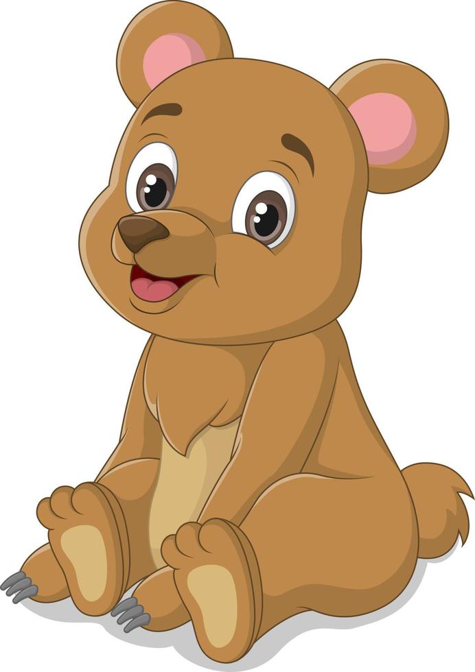 Cute cartoon baby bear sitting vector