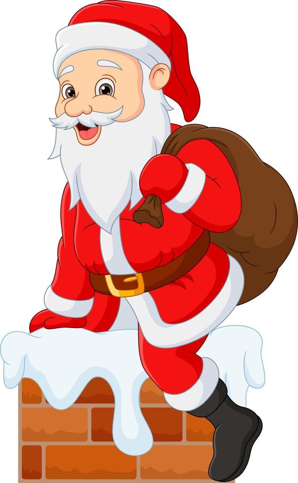 Cartoon Santa Claus in a chimney vector