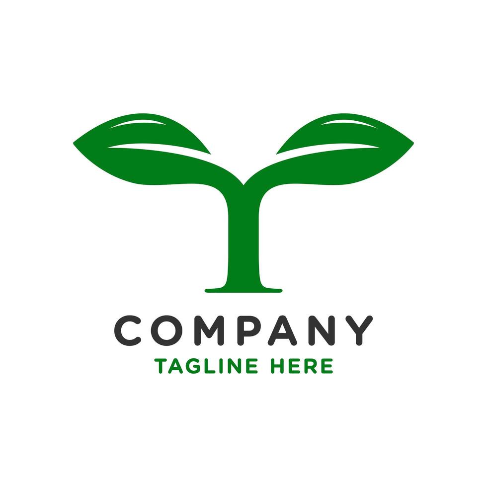 Initial logo design leaves T vector
