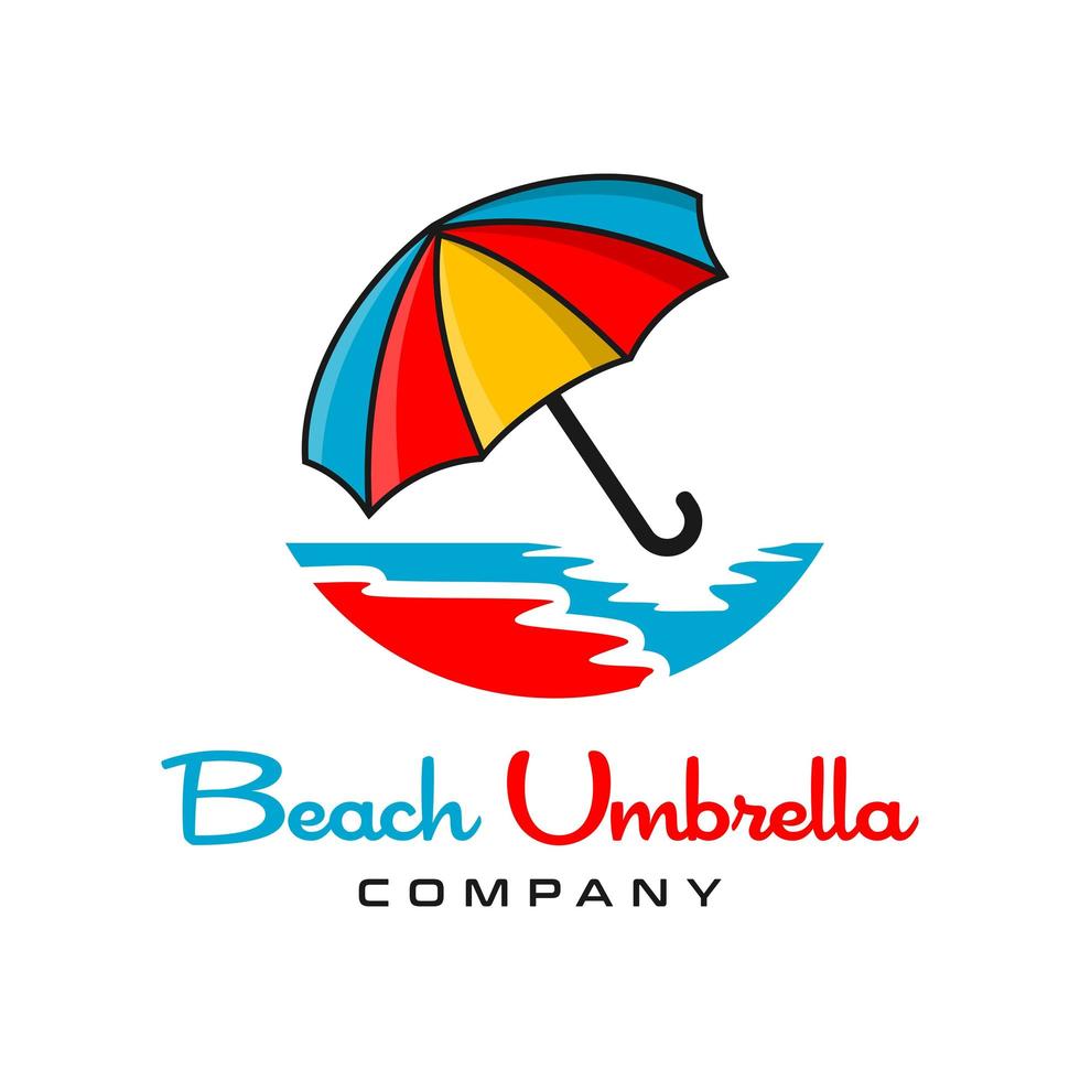 vector de diseño de logotipo de sombrilla de playa