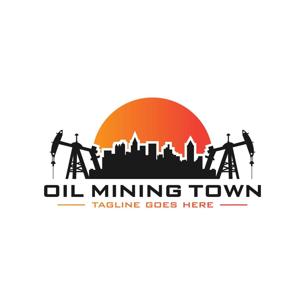 petroleum mining city logo vector