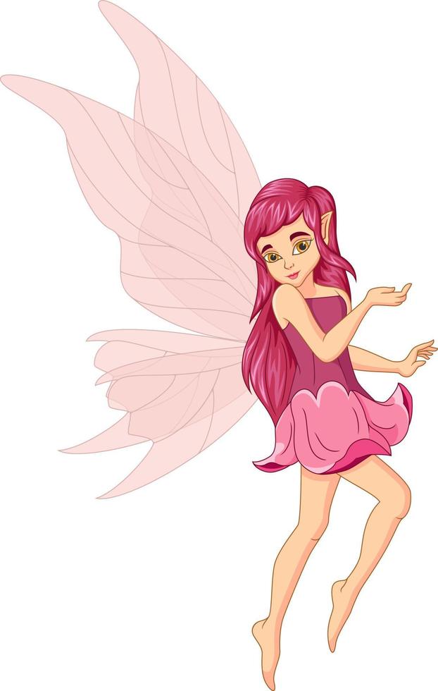 Cartoon little pink fairy posing vector