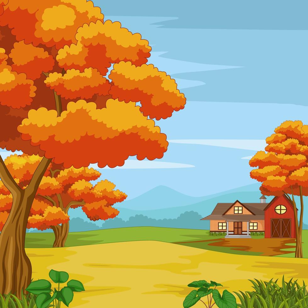 Country house in the forest with mountain vector