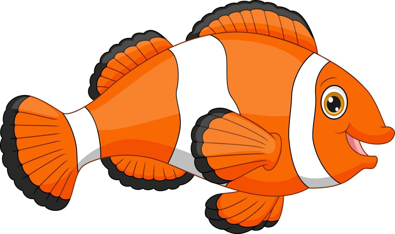pez payaso feliz de dibujos animados sobre fondo blanco vector