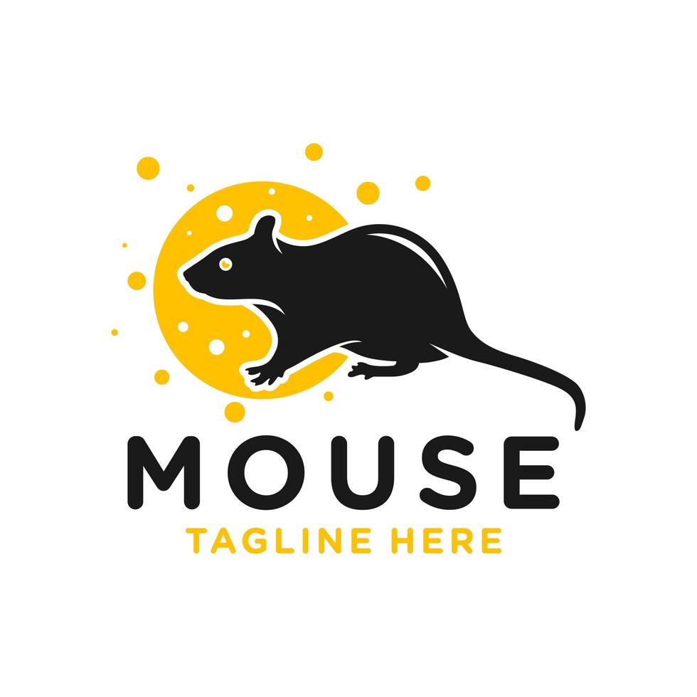 mouse eating cheese logo vector