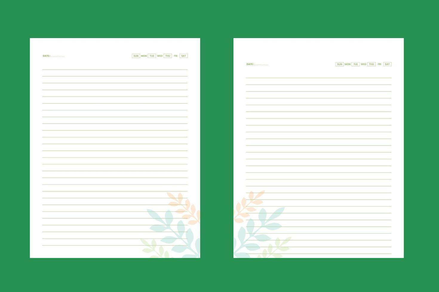 vector de diseño de diario interior de página forrada de cuaderno