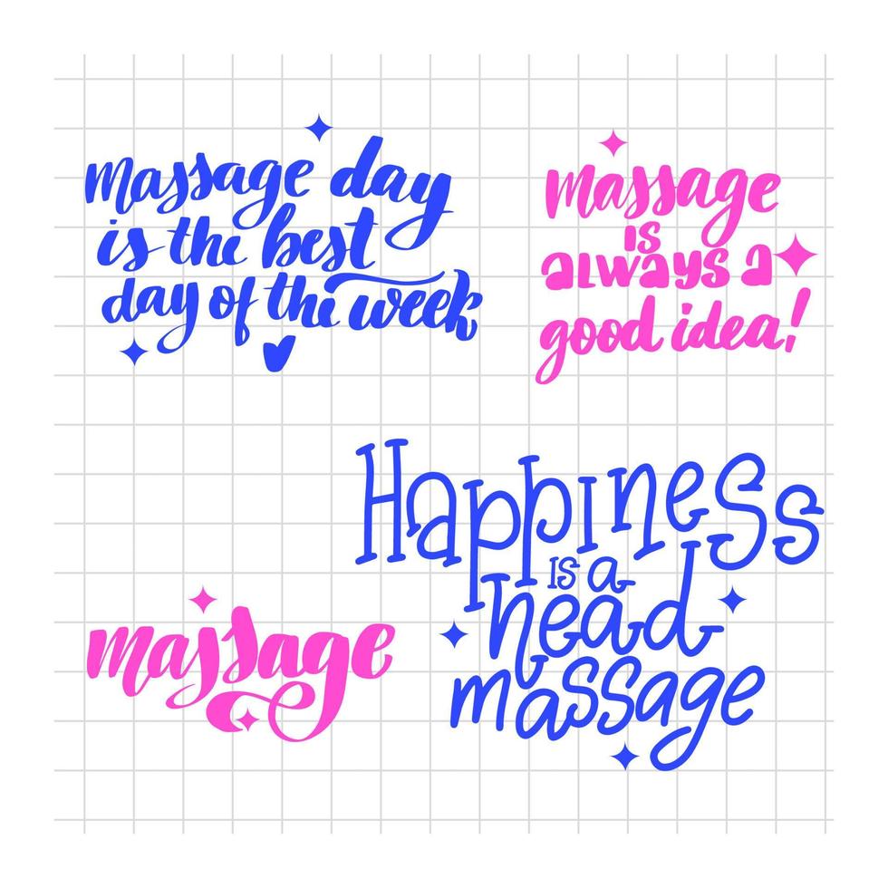 Massage lettering set. Handwritten stock lettering typography vector