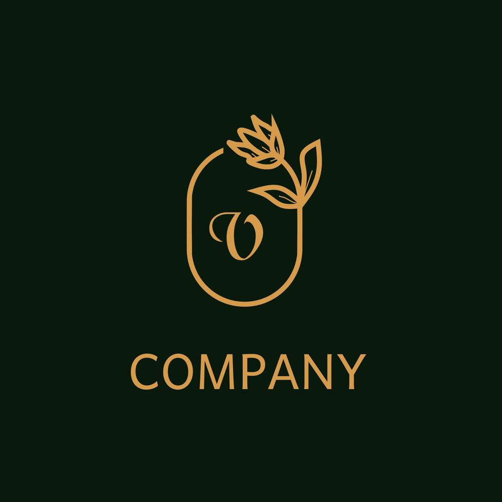 luxury V letter monogram logotype with premium elegant alphabet flower icon concept  vector scratch frame design can be used for beauty industry, cosmetic, salon, boutique, corporate, corporate