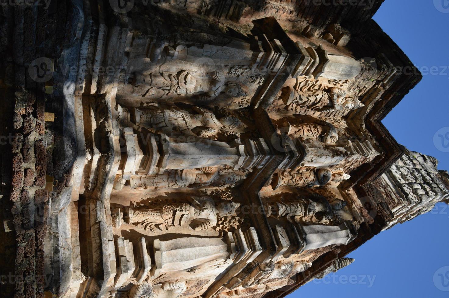 Ancient stucco patterns Wat Chet Yot temple B.E. 1998 King Tilokaraj The 9th King of the Mangrai Dynasty built of laterite decorated with stucco designs. Is a Bodh Gaya pagoda India. photo