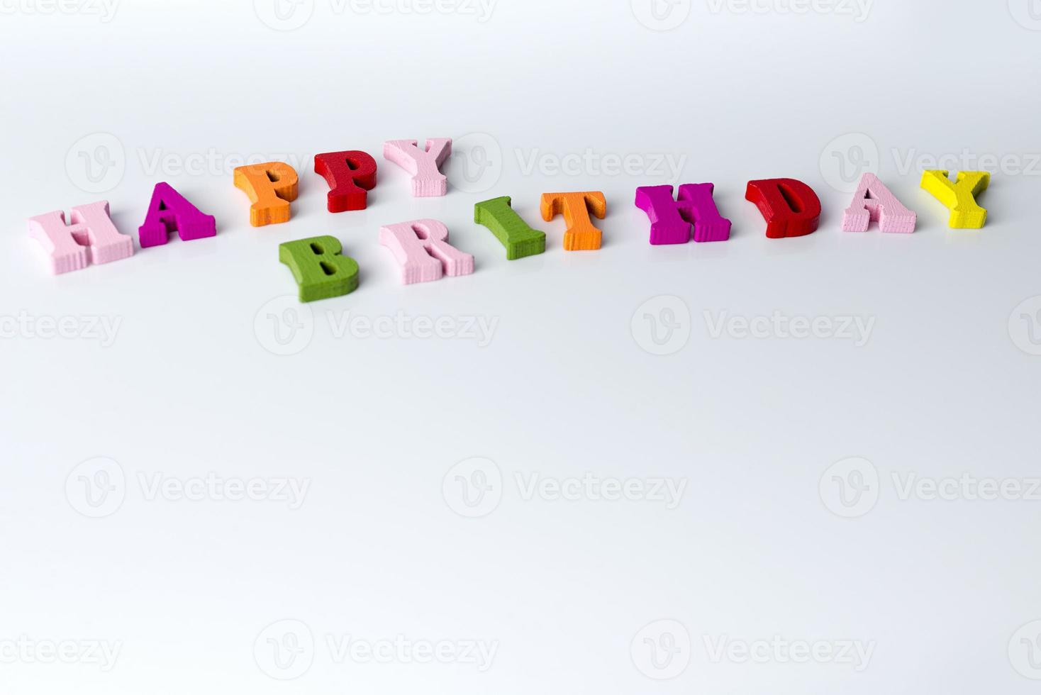The word happy birthday on a white background photo