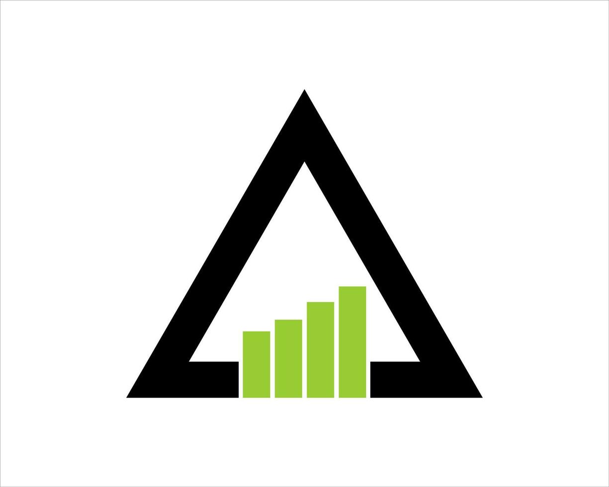 Triangle line with chart growth up in the middle vector