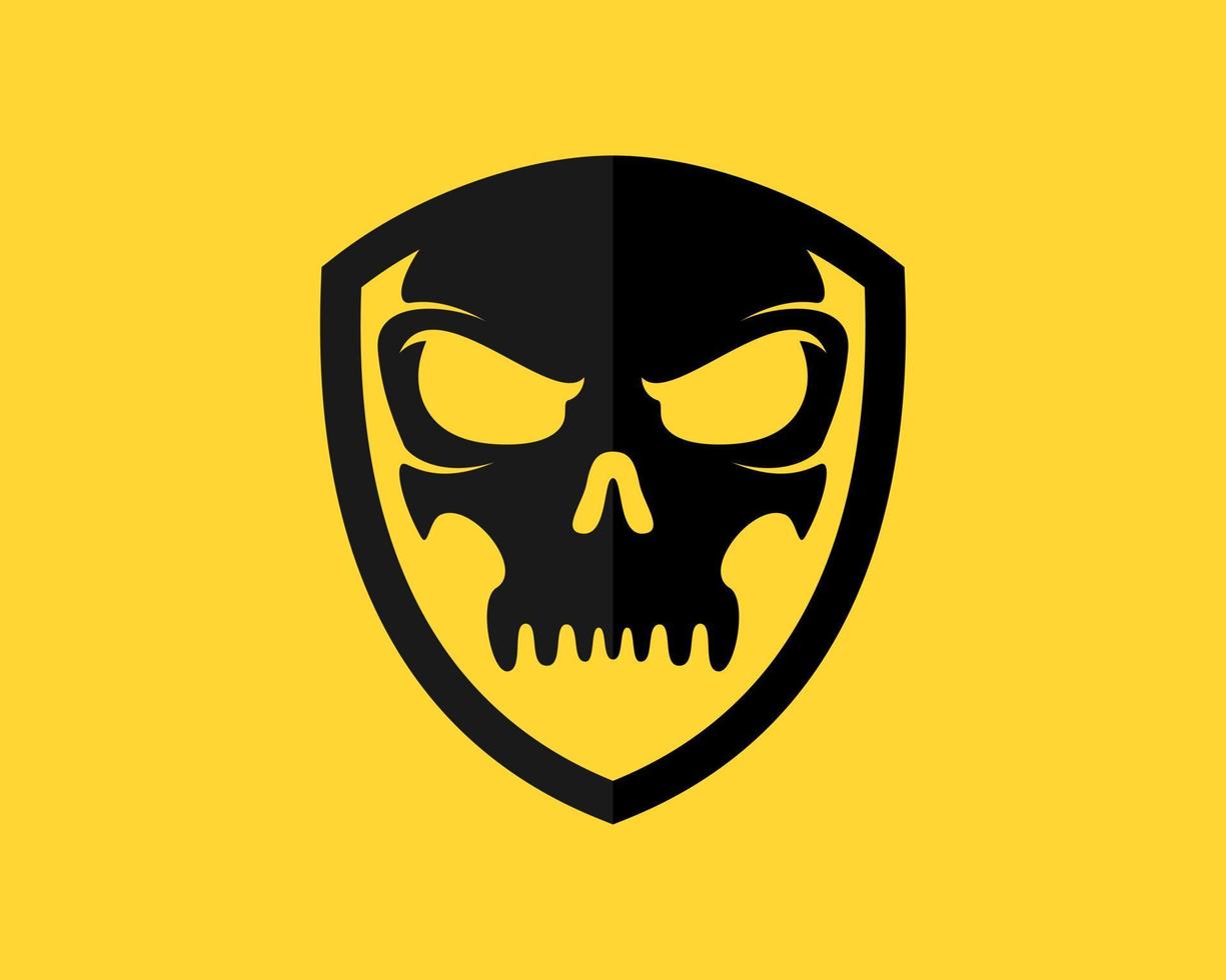 Skull inside the shield shape vector