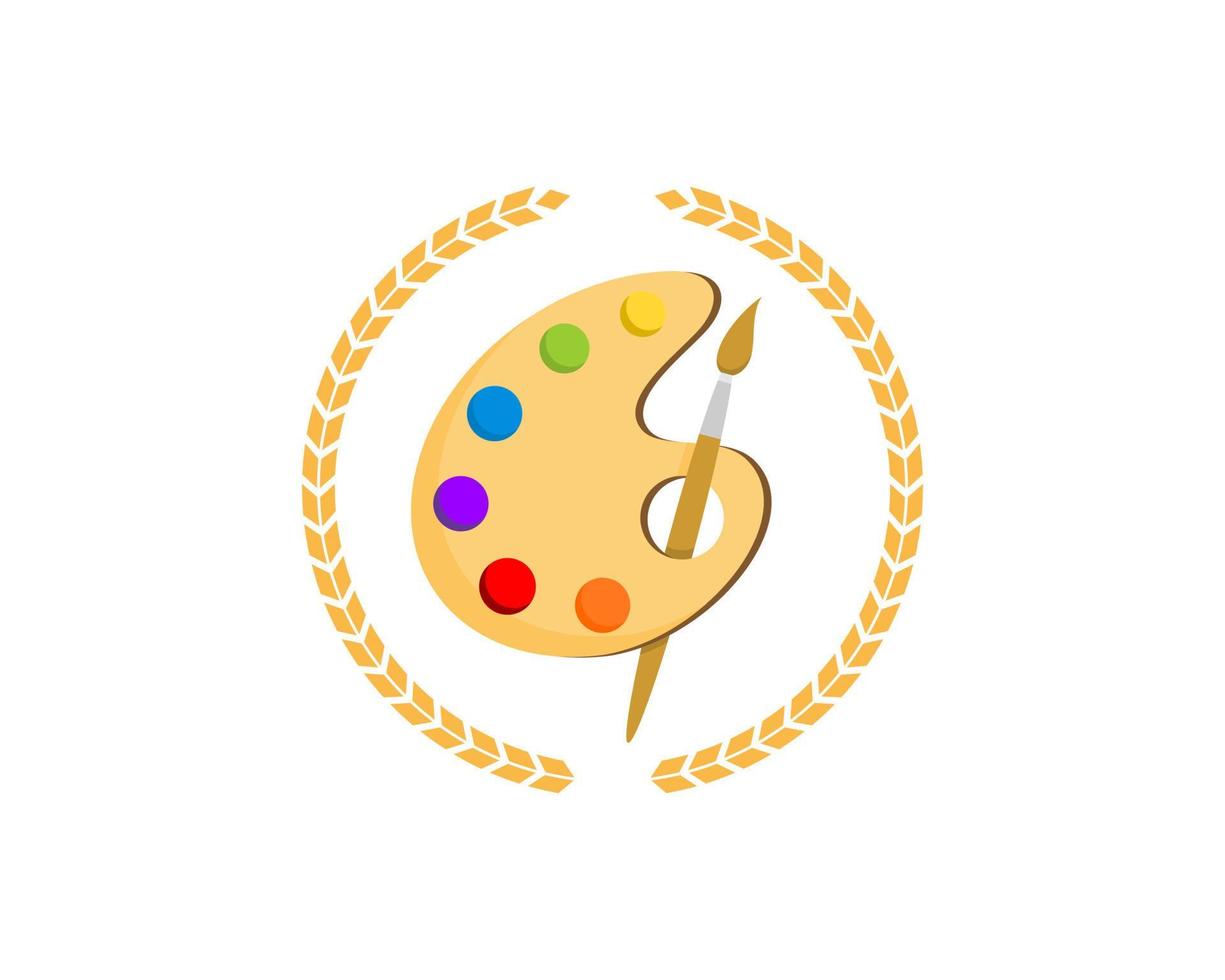 Circular wheat with painting art inside vector