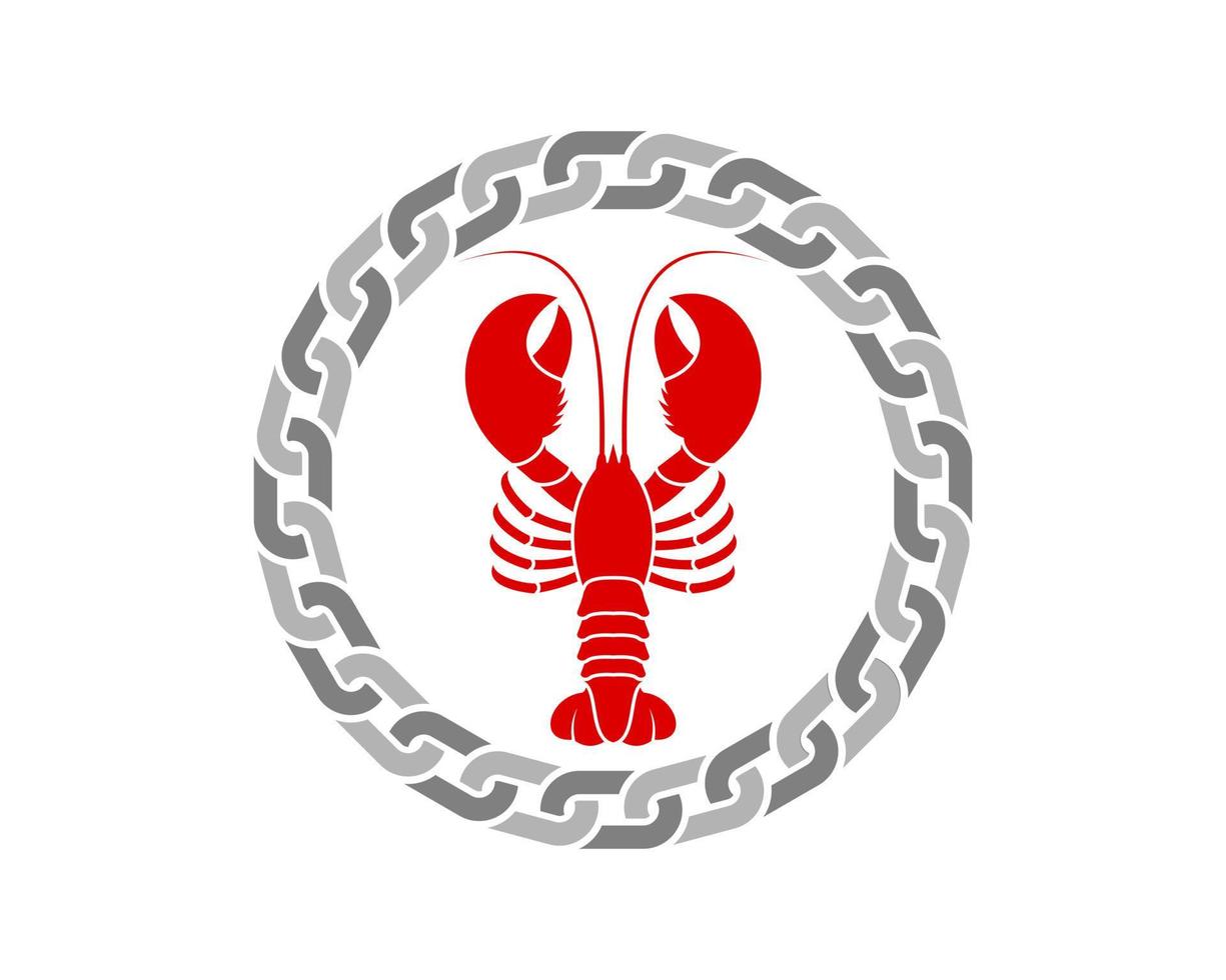 Lobster inside the chain circle vector