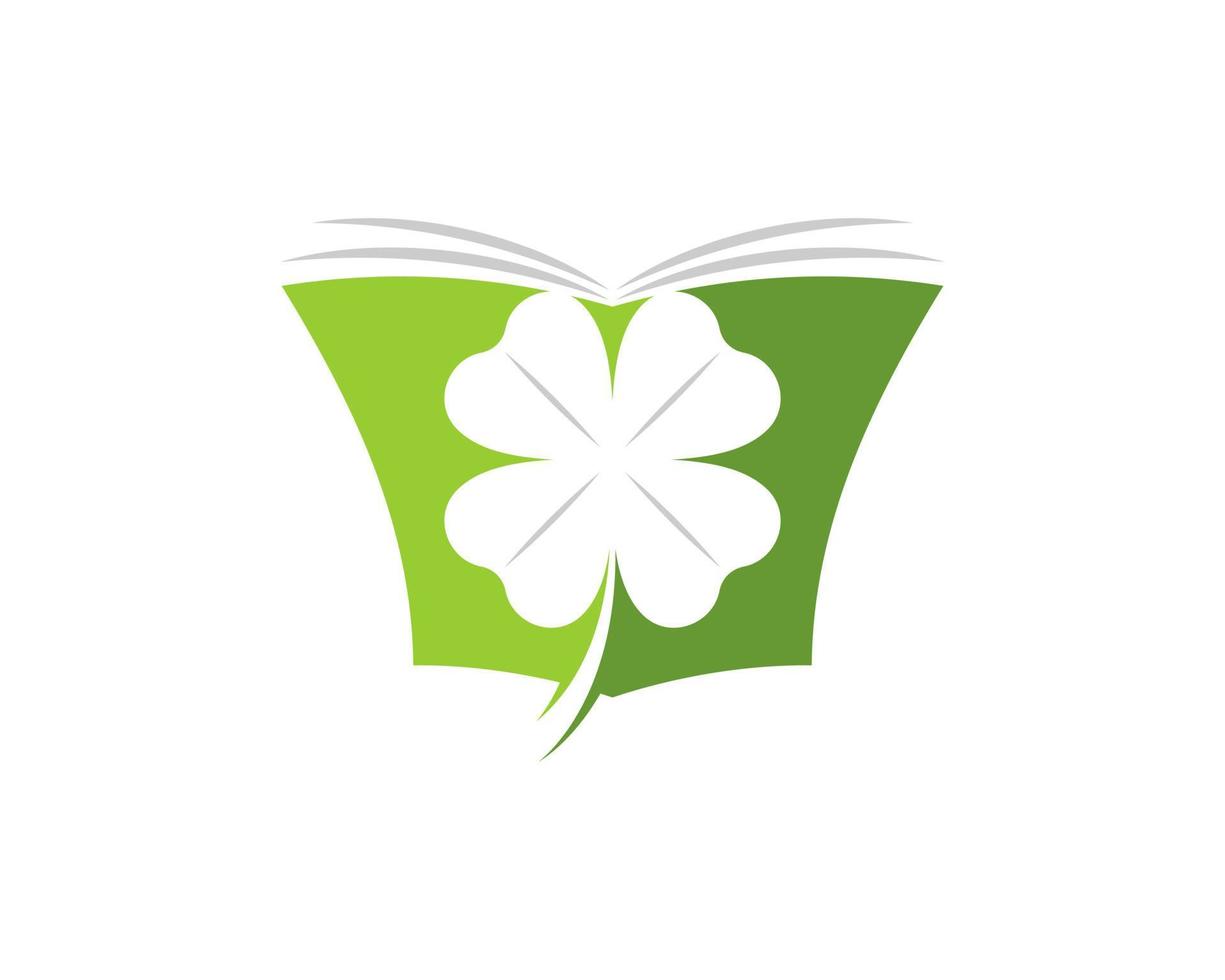 Abstract opened book with clover leaf inside vector