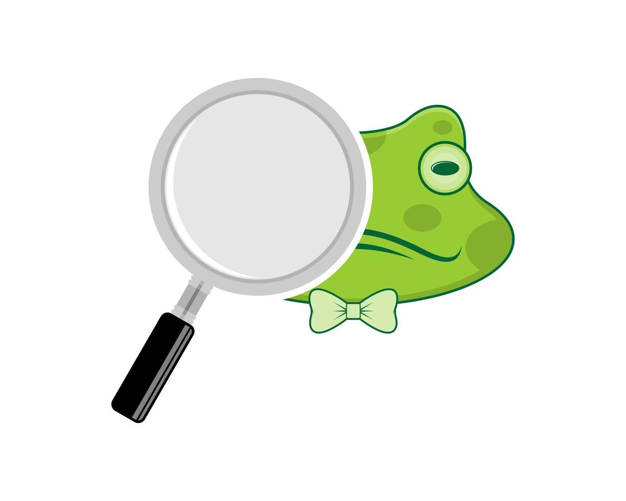 Magnifying glasses with frog head vector
