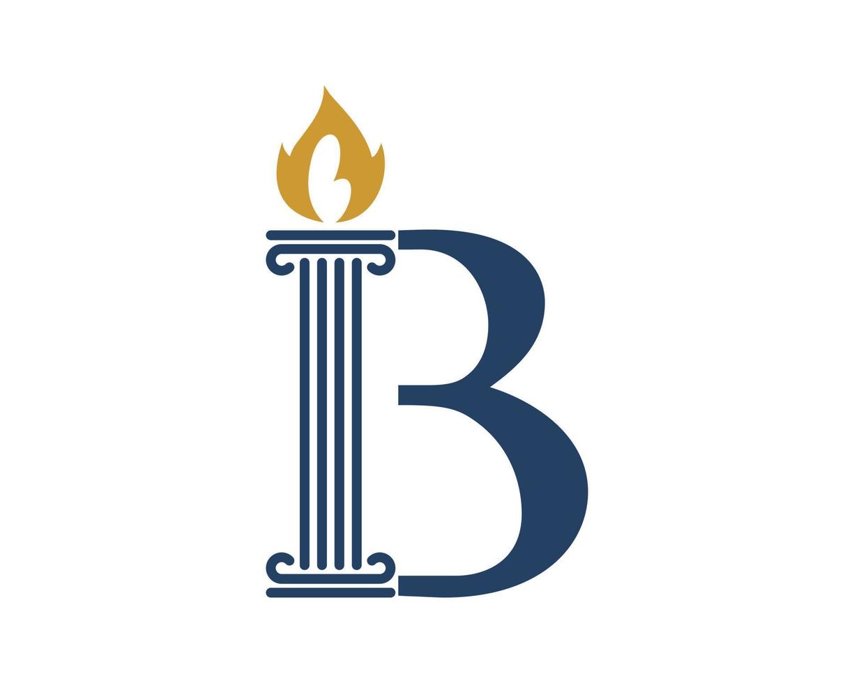 Combination B letter with pillar torch vector