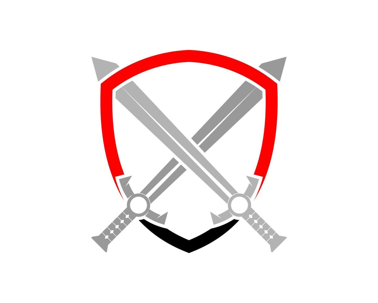 Crossed sword in the shield protection vector
