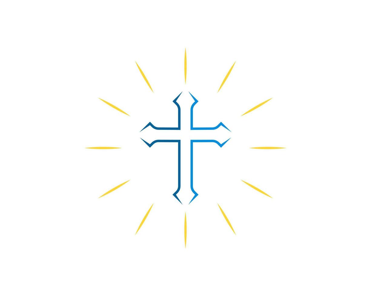 Simple religion cross symbol with shinning shine vector