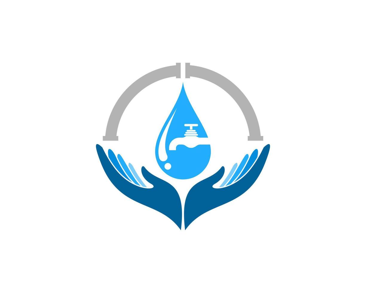 Hand care with water drop and pipe vector