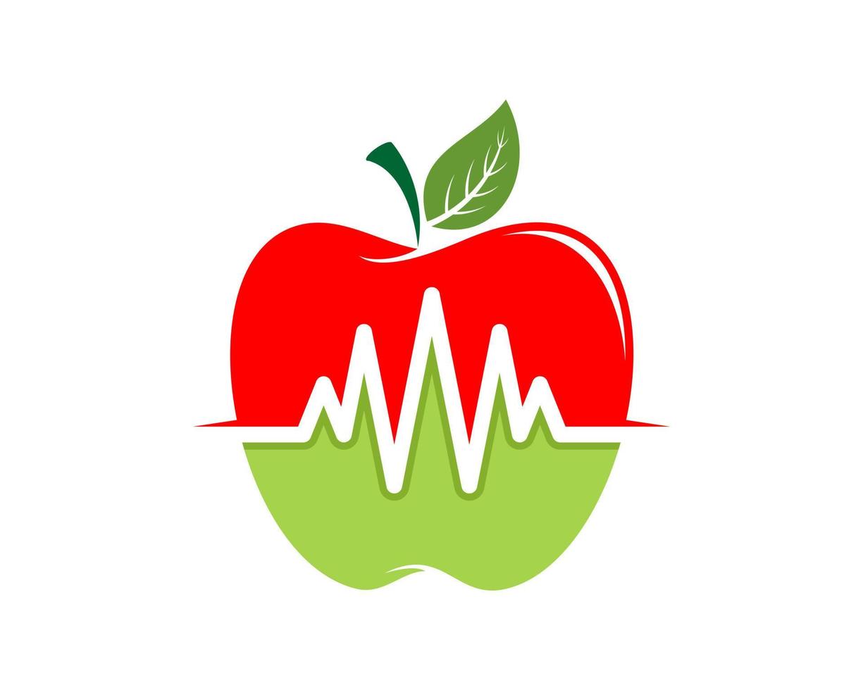 Apple with heartbeat inside vector