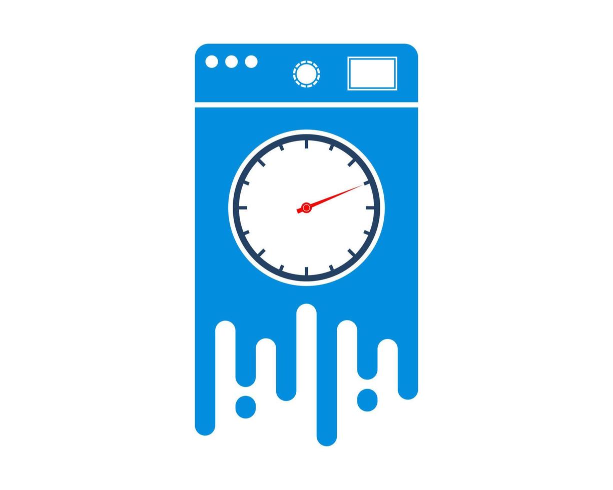 Fast washing laundry with clock inside vector