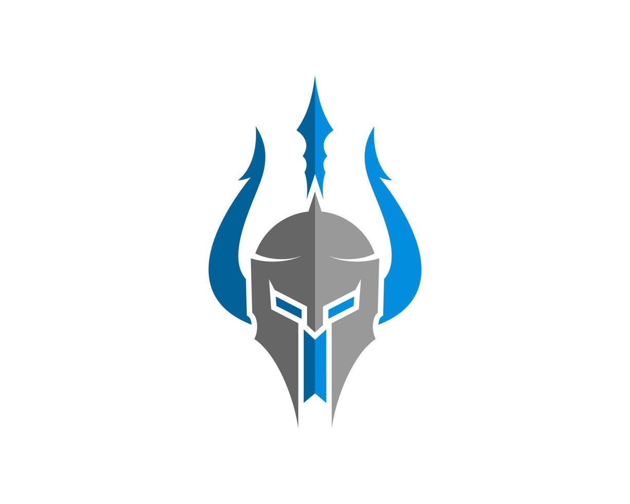 Spear trident with spartan helmet inside vector