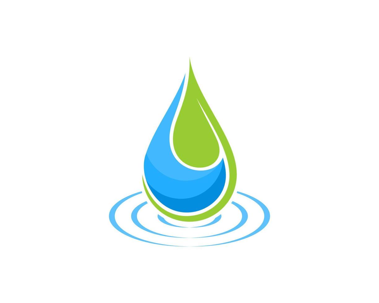 Water drop with half of leaf and water wave vector