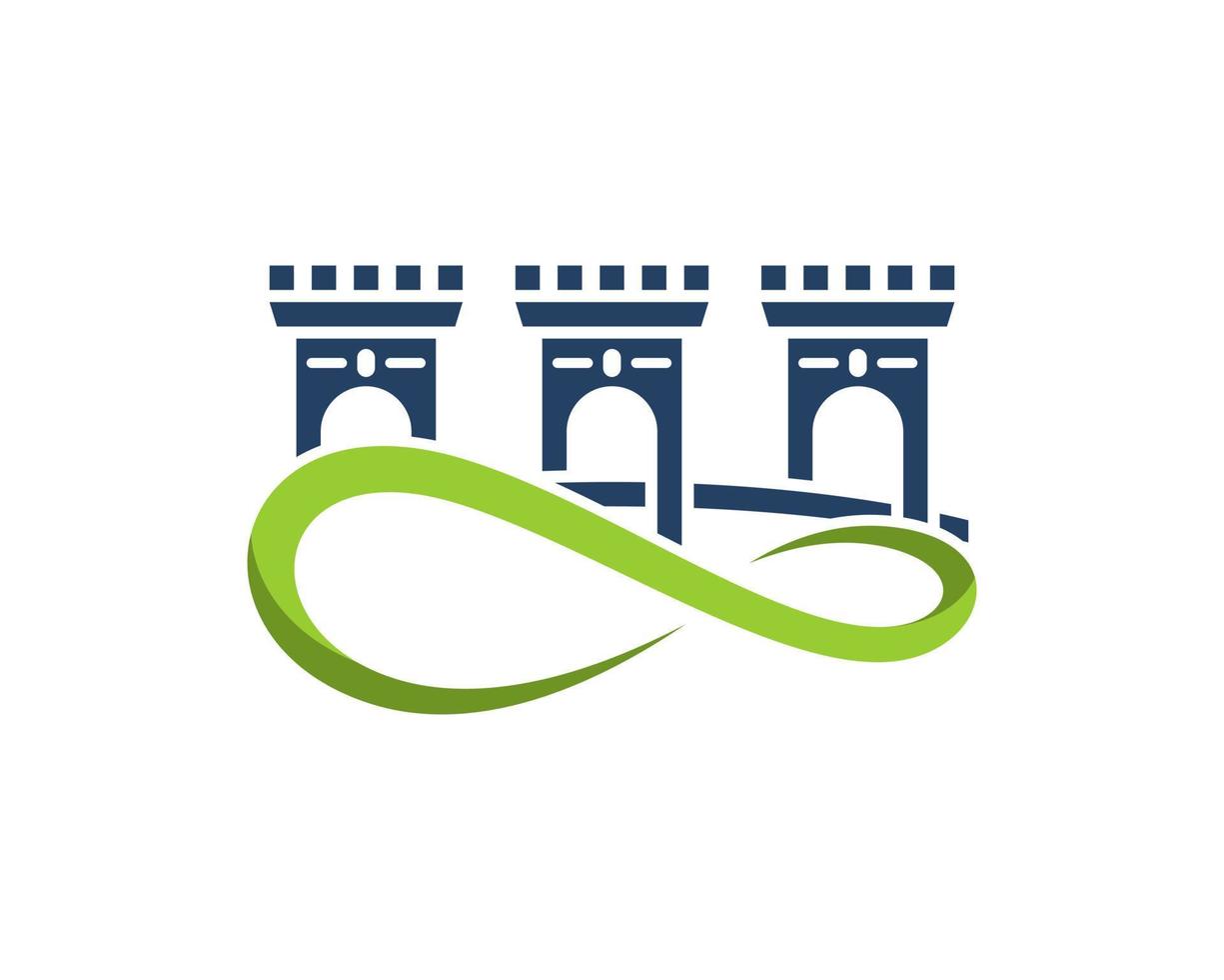 Three fortress bridge with infinity symbol vector