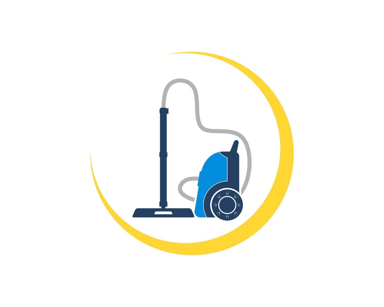 Vacuum cleaner with yellow swoosh vector