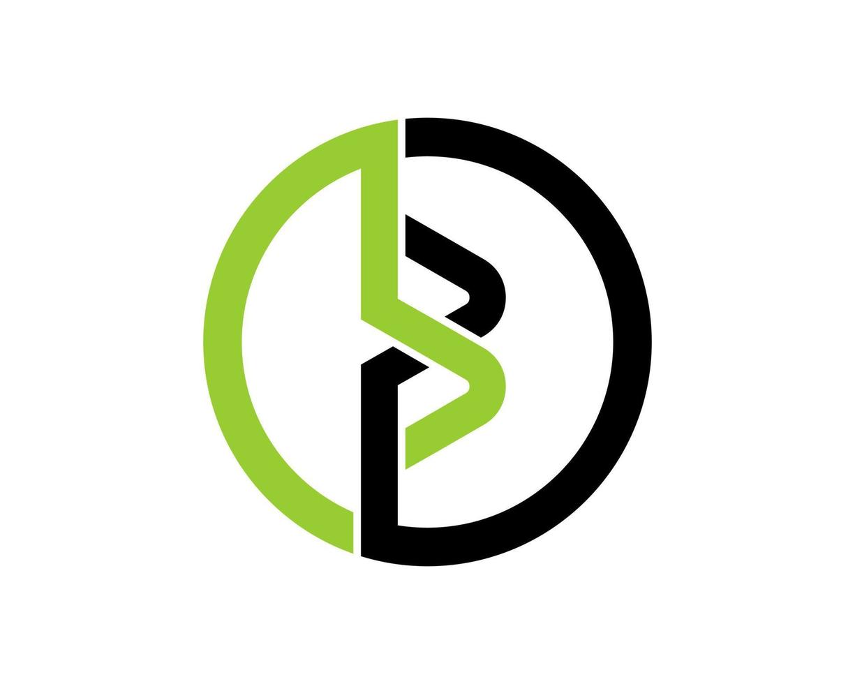 Circle shape with abstract B letter initial inside vector