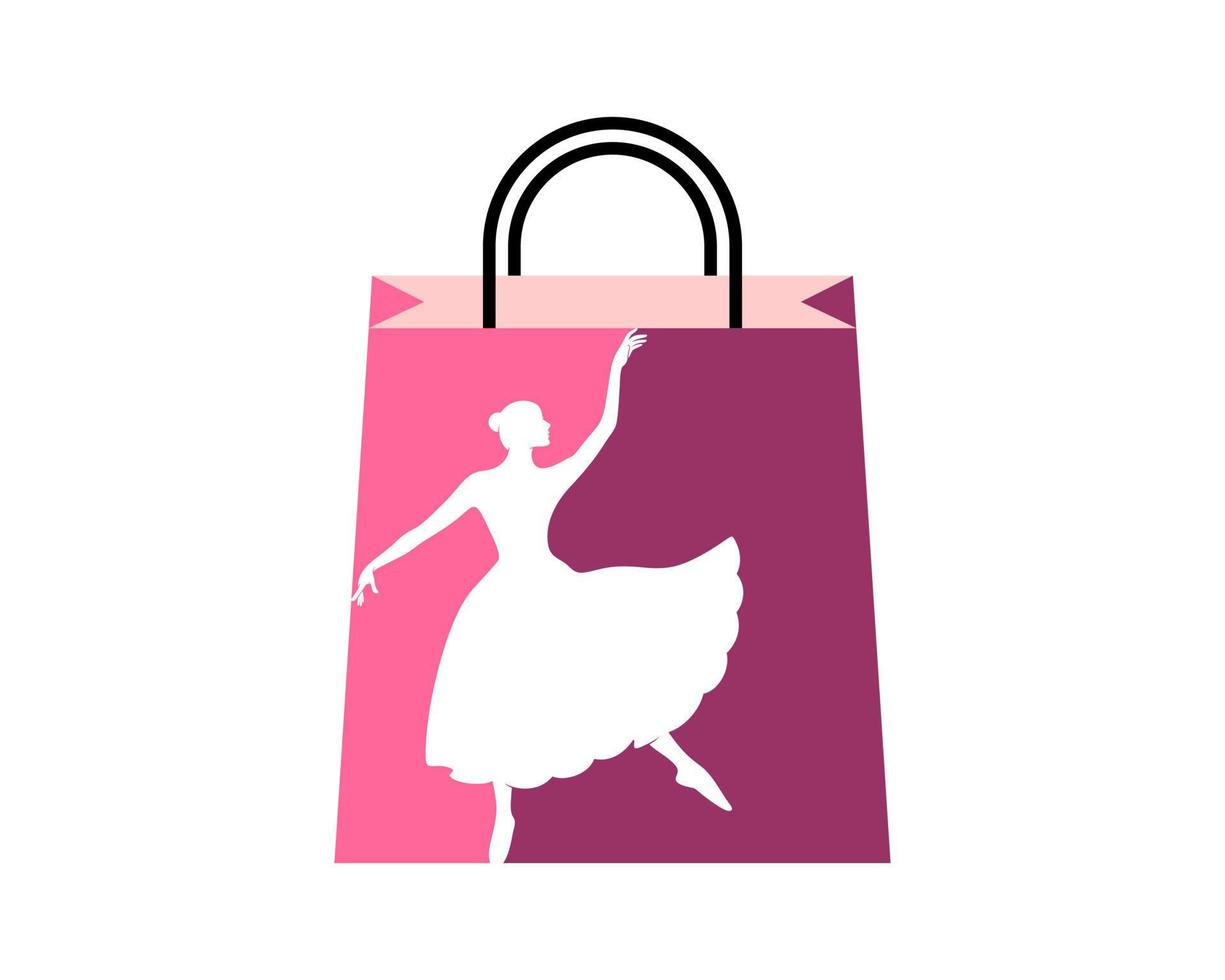 Woman ballerina with dress inside the shopping bag vector