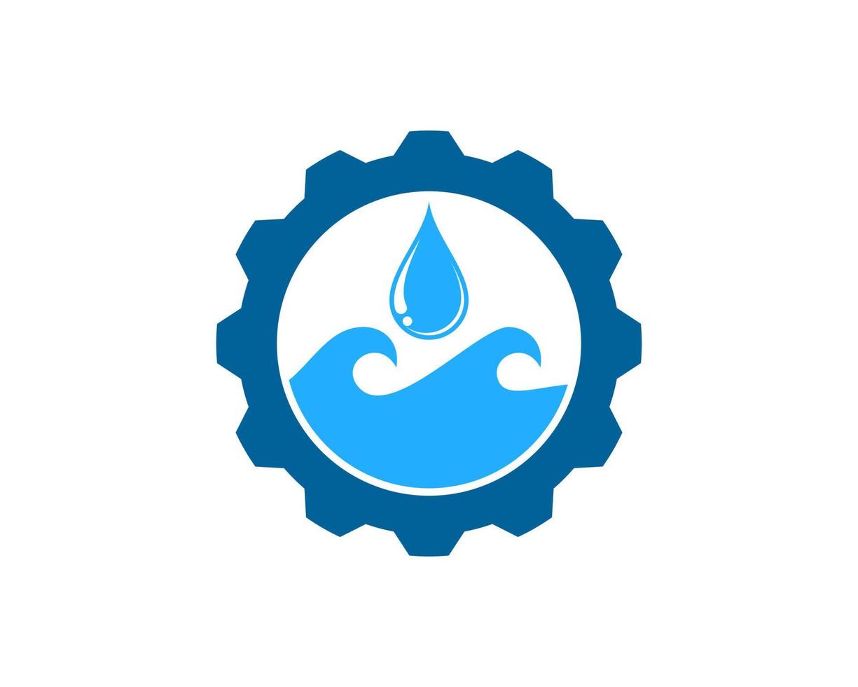 Gear with wave and water drop vector