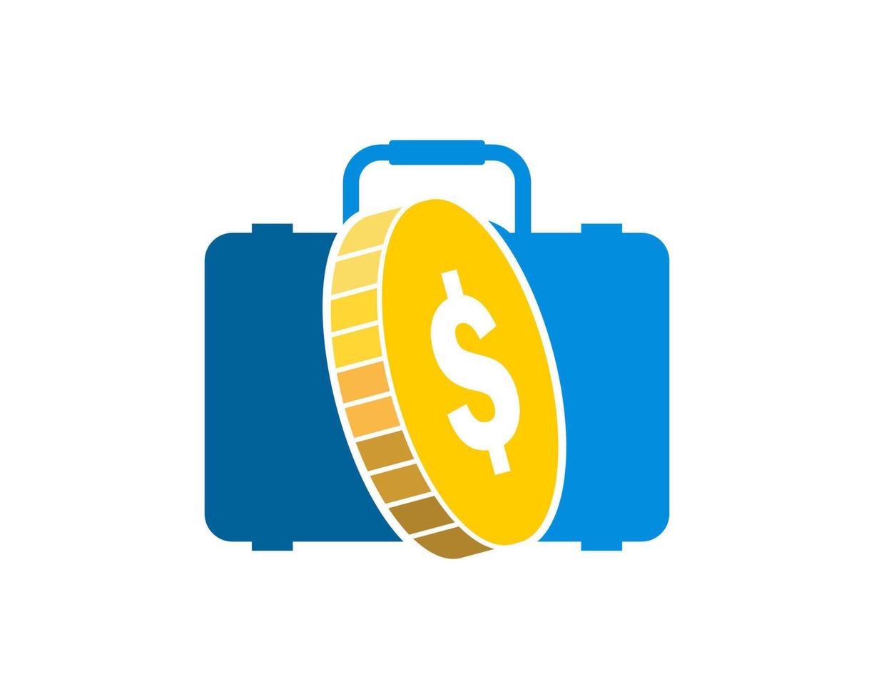 Accountant suitcase with money coins inside vector