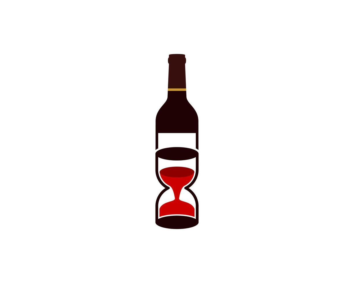 Wine bottle with hour glass vector