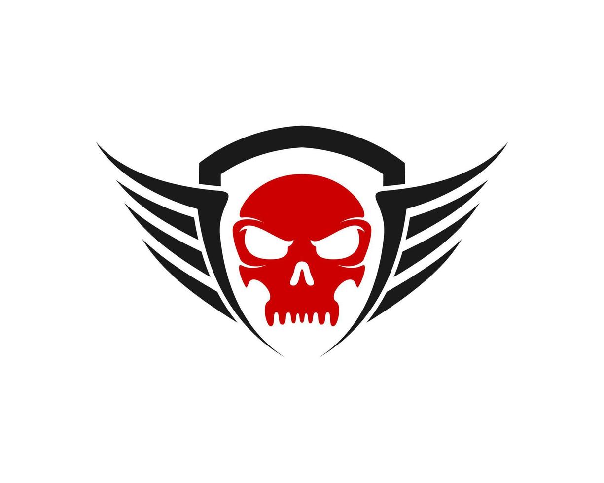 Abstract shield with spread wings and skull inside vector