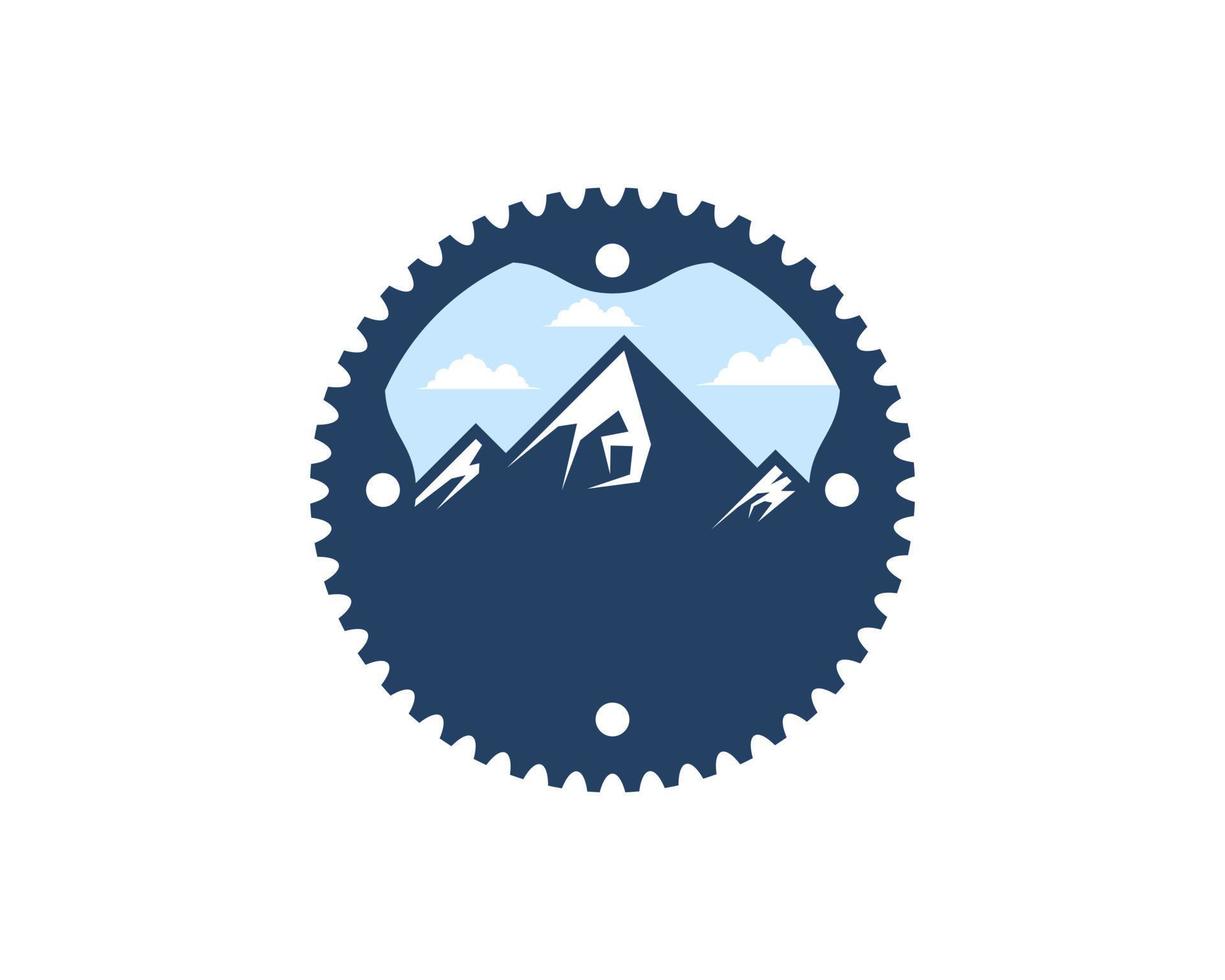 Bicycle gear with mountain and clear sky inside vector