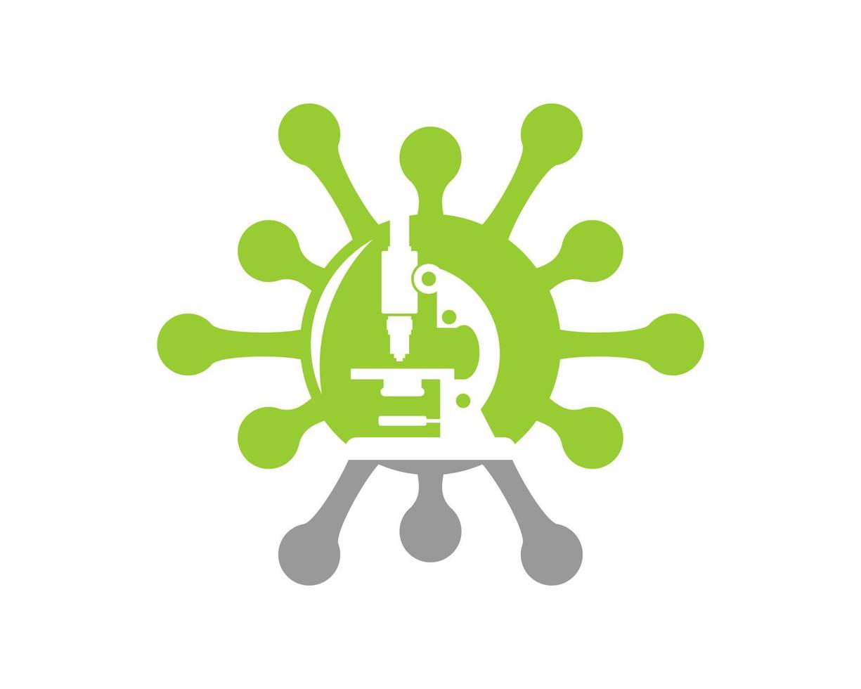 Corona virus with microscope inside vector