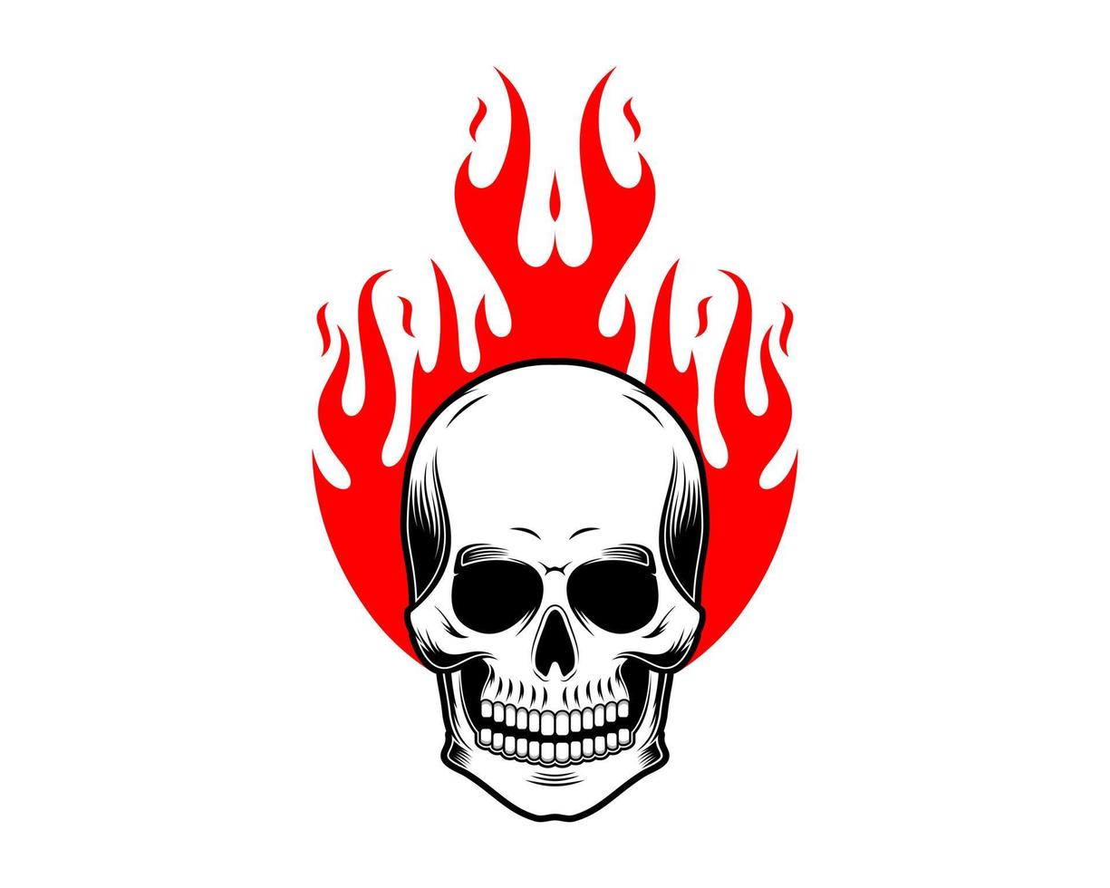 Fire skull head vector stock illustration
